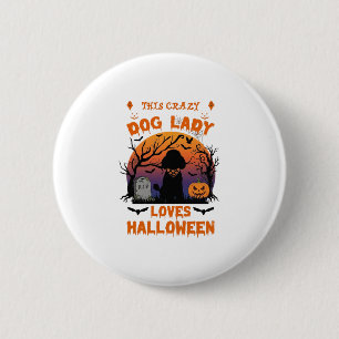 Crazy Dog Lady Loves Halloween Poodle Pumpkin Graf Ronde Button 5,7 Cm