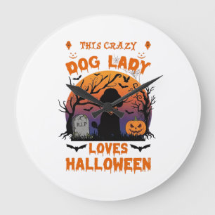 Crazy Dog Lady Loves Halloween Poodle Pumpkin Tomb Grote Klok