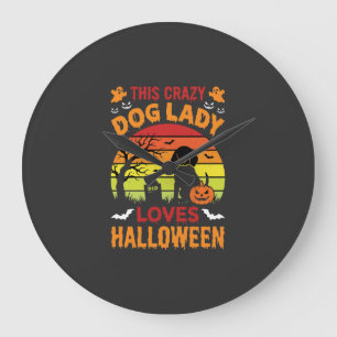 Crazy Dog Lady Loves Halloween Vintage Design Grote Klok