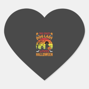 Crazy Dog Lady Loves Halloween Vintage Design Hart Sticker