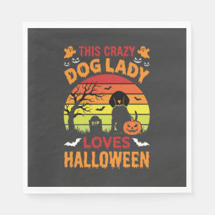 Crazy Dog Lady Loves Halloween Vintage Design Servet