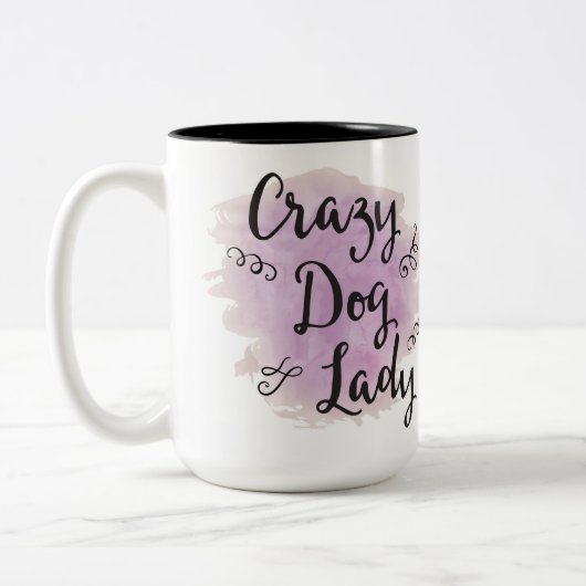 Crazy Dog Lady (Paars) Tweekleurige Koffiemok (Links)