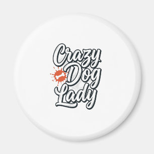 Crazy Dog Lady Vintage Huisdier Liefhebber Typogra Magneet
