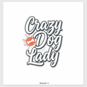Crazy Dog Lady Vintage Huisdier Liefhebber Typogra Sticker