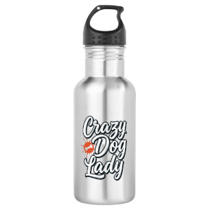 Crazy Dog Lady Vintage Huisdier Liefhebber Typogra Waterfles