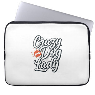 Crazy Dog Lady Vintage Huisdierliefhebber Typograf Laptop Sleeve