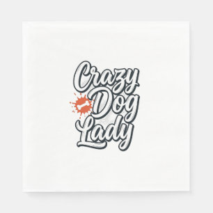 Crazy Dog Lady Vintage Huisdierliefhebber Typograf Servet