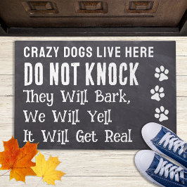 Crazy Dogs Live Here Funny Pet Hondenliefhebber Deurmat