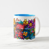 Crazy Doodle Cartoons Koffie Mok (Voorkant rechts)