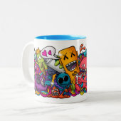 Crazy Doodle Cartoons Koffie Mok (Voorkant links)