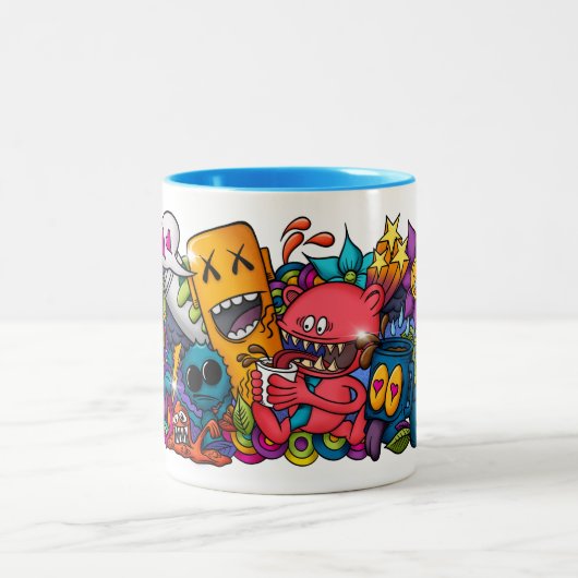Crazy Doodle Cartoons Koffie Mok (Center)