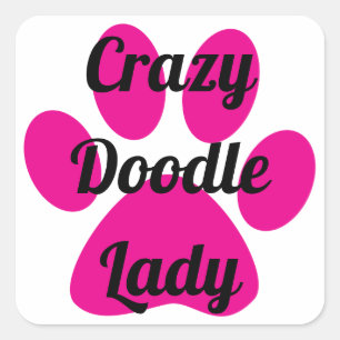 Crazy Doodle Lady Vierkante Sticker