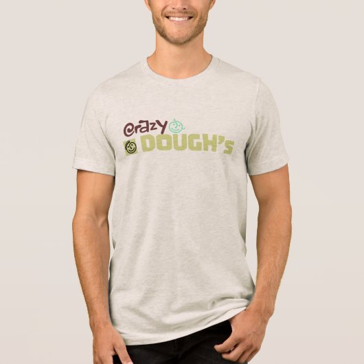 Crazy Dough's Grappige Cartoon Logo Ontwerp Tri-Blend Shirt (Voorkant)