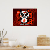 Crazy Drift Patrol - Agressive Panda (rood) Poster (Keuken)
