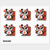 Crazy Drift Patrol - Agressive Panda (rood) Vierkante Sticker (Vel)