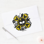 Crazy Drift Patrol - Drift Skull (geel) Ronde Sticker (Envelop)