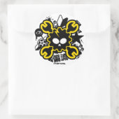 Crazy Drift Patrol - Drift Skull (geel) Ronde Sticker (Tas)