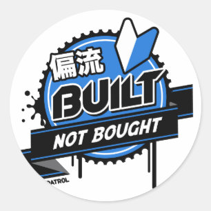 Crazy Drift Patrol - Gebouwd Niet gekocht (blauw) Ronde Sticker