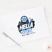 Crazy Drift Patrol - Hella Broke (blauw) Ronde Sticker (Envelop)