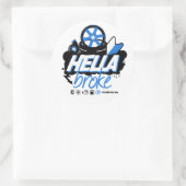 Crazy Drift Patrol - Hella Broke (blauw) Ronde Sticker (Tas)