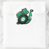 Crazy Drift Patrol - Turbo Snail (groen) Ronde Sticker (Tas)