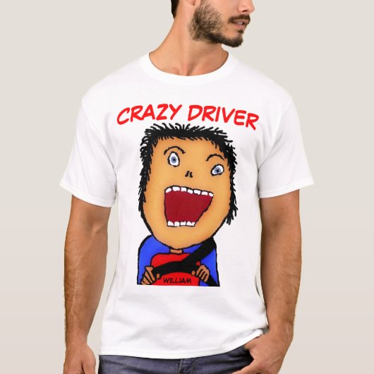 Crazy Driver Cartoon T-shirt (Voorkant)