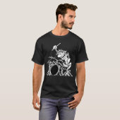 Crazy Drummer Cartoon Illustratie T-shirt (Voorkant volledig)