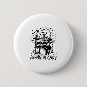 Crazy Drummer Skelet Ontwerp Ronde Button 5,7 Cm