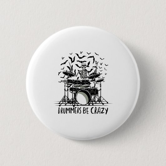 Crazy Drummer Skelet Ontwerp Ronde Button 5,7 Cm (Voorkant)