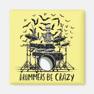 Crazy Drummer Skeleton Design Magneet