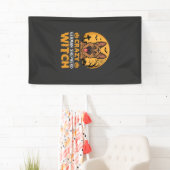 Crazy Duitse Herder Heks Ontwerp voor Halloween Spandoek (Insitu)
