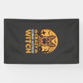 Crazy Duitse Herder Heks Ontwerp voor Halloween Spandoek (Horizontaal)