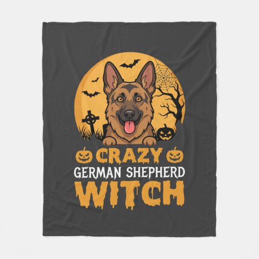 Crazy Duitse Herders Heks Halloween Ontwerp Fleece Deken (Voorkant)