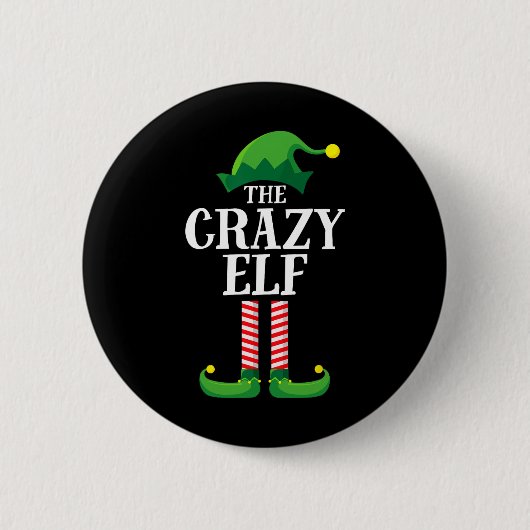 Crazy Elf Matching Family Group kerstparty Ronde Button 5,7 Cm (Voorkant)