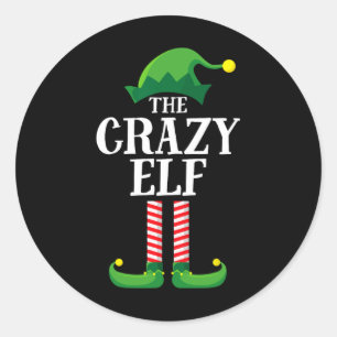 Crazy Elf Matching Family Group kerstparty Ronde Sticker