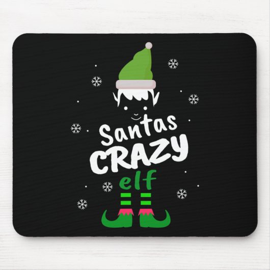 Crazy Elf Santas Elf Funny Christmas Elf Matching Muismat (Voorkant)