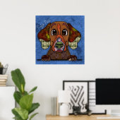 Crazy English Pointer dog face-hand-hand geschilde Poster (Thuiskantoor)
