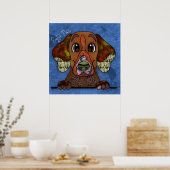 Crazy English Pointer dog face-hand-hand geschilde Poster (Keuken)
