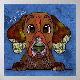 Crazy English Pointer dog face-hand-hand geschilde Poster