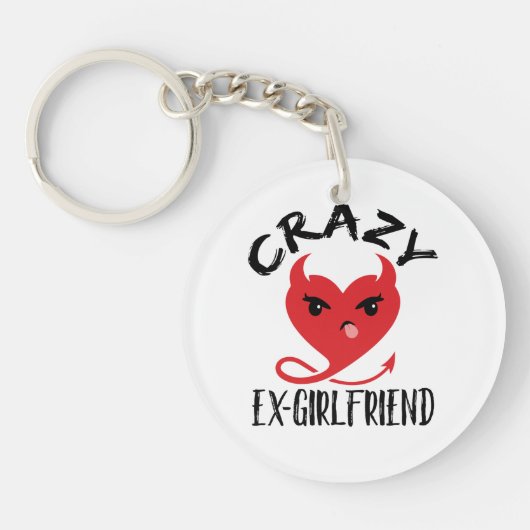 Crazy Ex-Vriendin Funny Devil Red Heart Sleutelhanger (Voorkant)