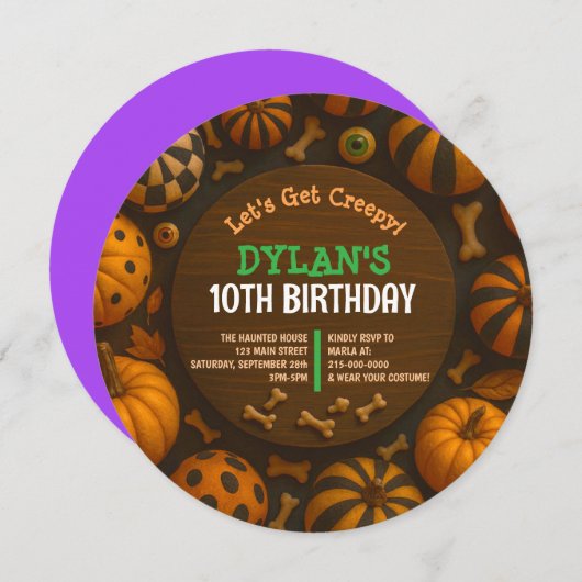 CRAZY EYEBALLS Halloween Birthday Party Invitation Kaart (Voorkant / Achterkant)