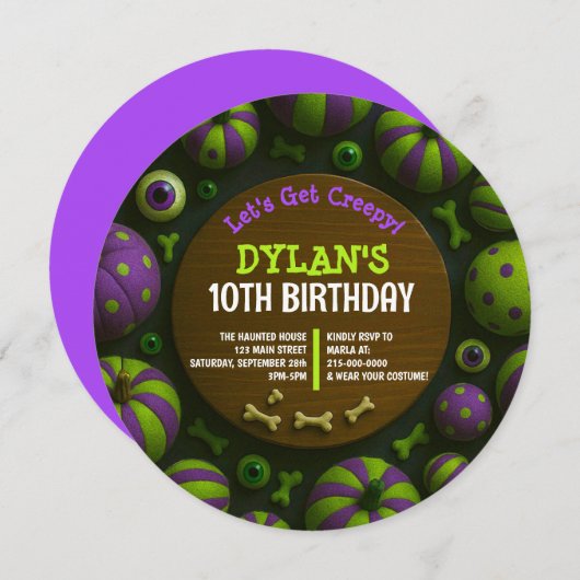 CRAZY EYEBALLS Halloween Birthday Party Invitation Kaart (Voorkant / Achterkant)