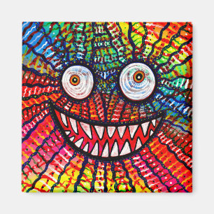 Crazy Eyes Colorful Monster Smile Magneet