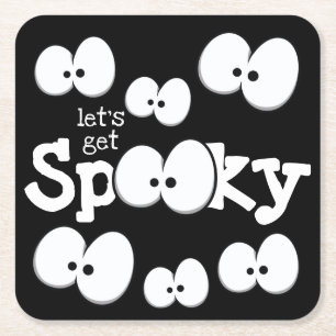 Crazy Eyes Laten we Spooky Halloween Party halen Kartonnen Onderzetters