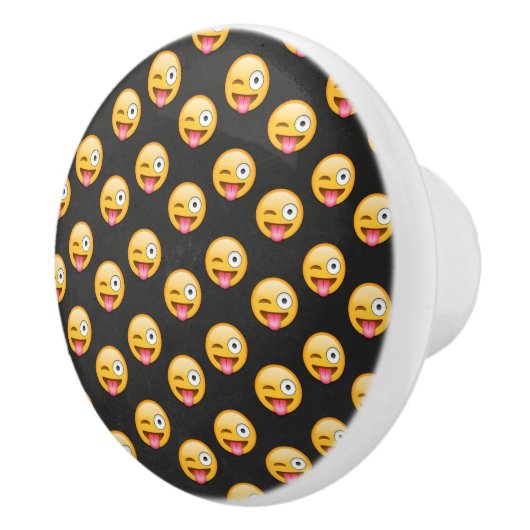 Crazy Face Emoji Keramische Knop (Rechts)