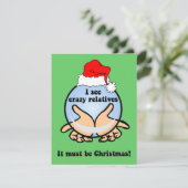 Crazy familieleden kerstmis feestdagenkaart (Staand voorkant)