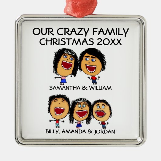 Crazy Family of Five Cartoon Ornament (Voorkant)