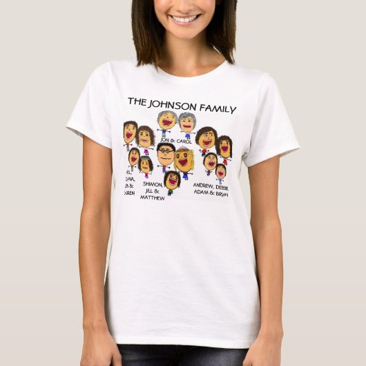 Crazy Family Reunion Fun Cartoon T-shirt (Voorkant)