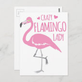 Crazy Flamingo lady Briefkaart (Voorkant / Achterkant)