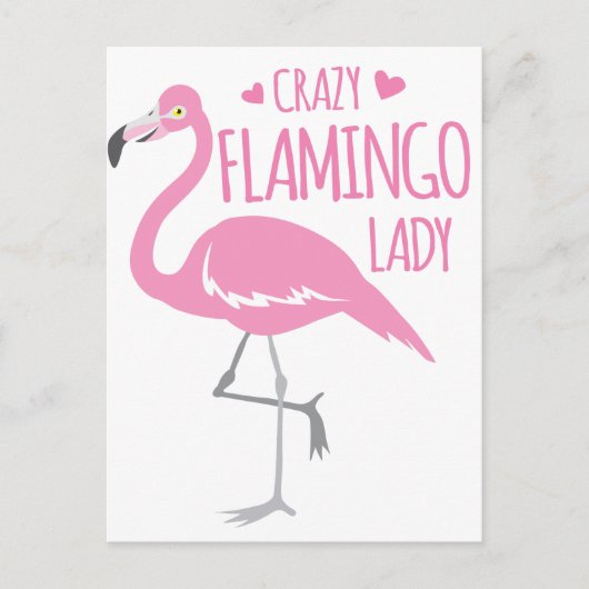 Crazy Flamingo lady Briefkaart (Voorkant)